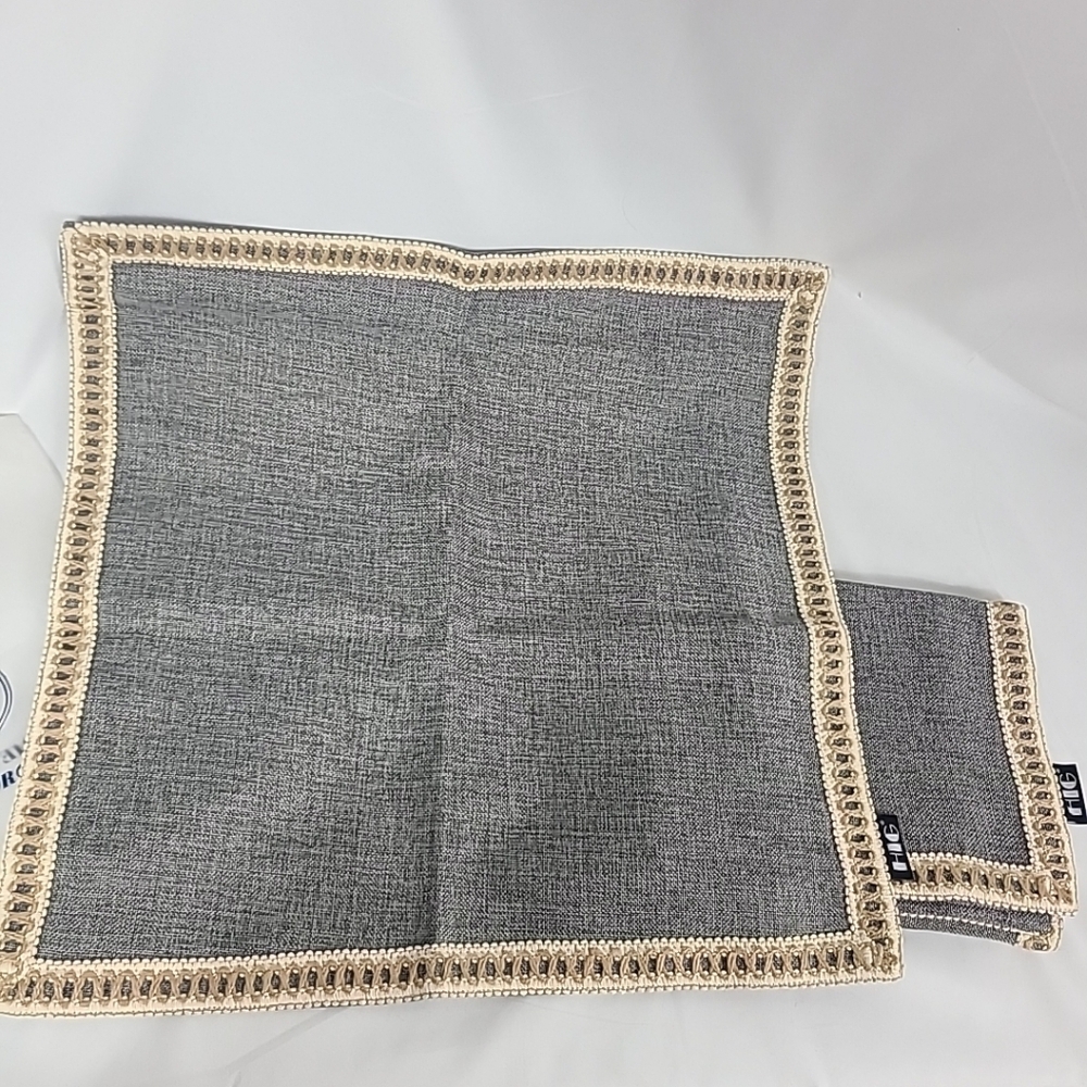 NEW “Home Is Gorgeous” Pillow Cover Set Light Gray w/ Burlap Accents Zip Closure